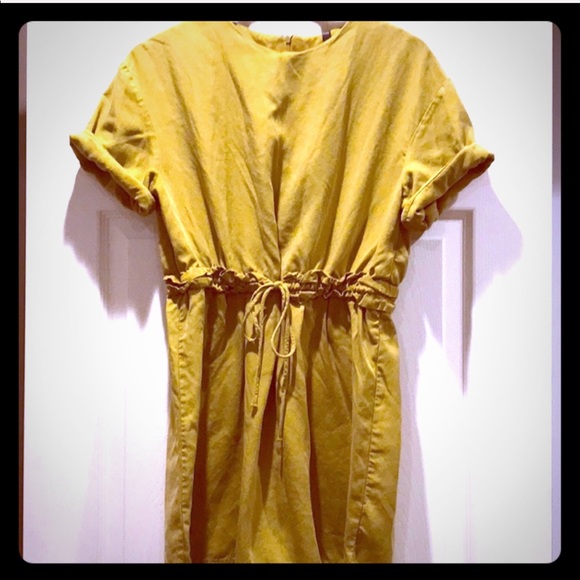 Zara Dresses & Skirts - ZARA TRF NWOT Olive/Mustard Green Cinch Dress/Top